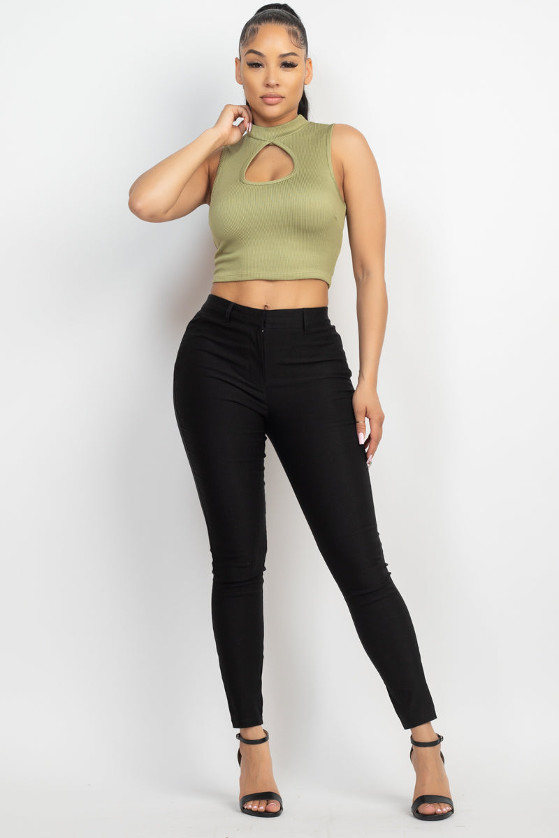 Mock Keyhole-front Crop Top Look Up Deals