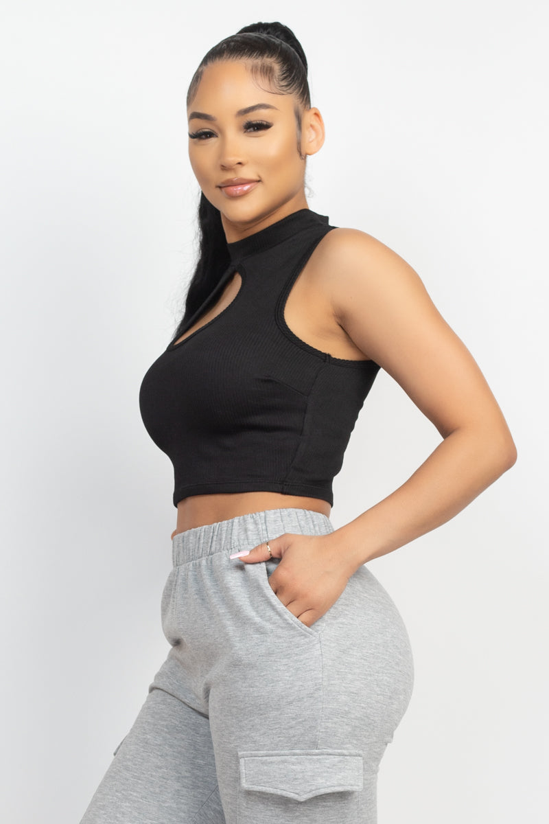 Mock Keyhole-front Crop Top Look Up Deals