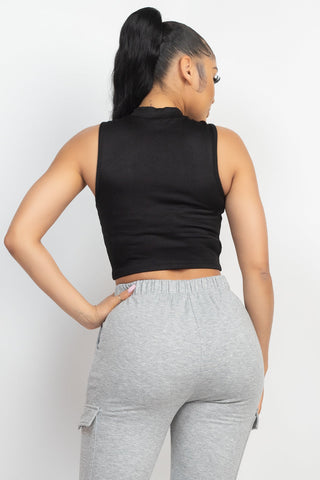 Mock Keyhole-front Crop Top Look Up Deals