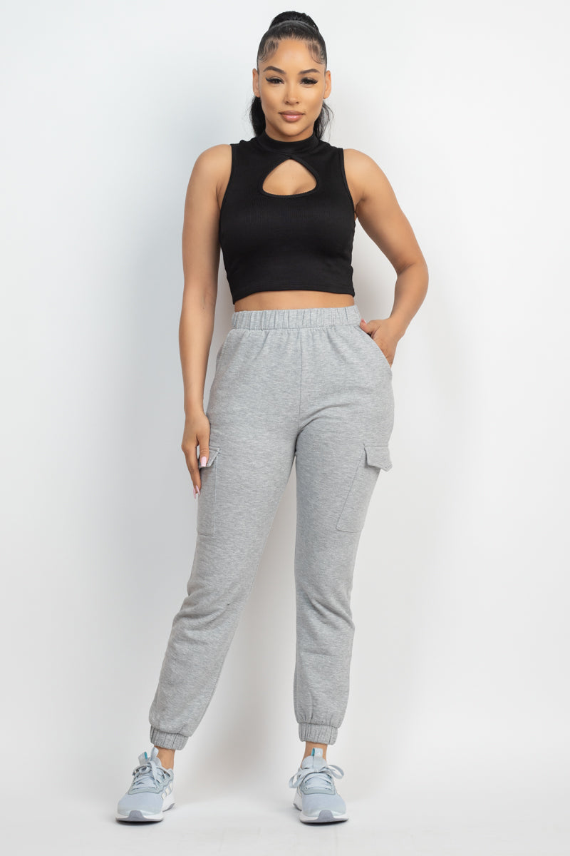 Mock Keyhole-front Crop Top Look Up Deals