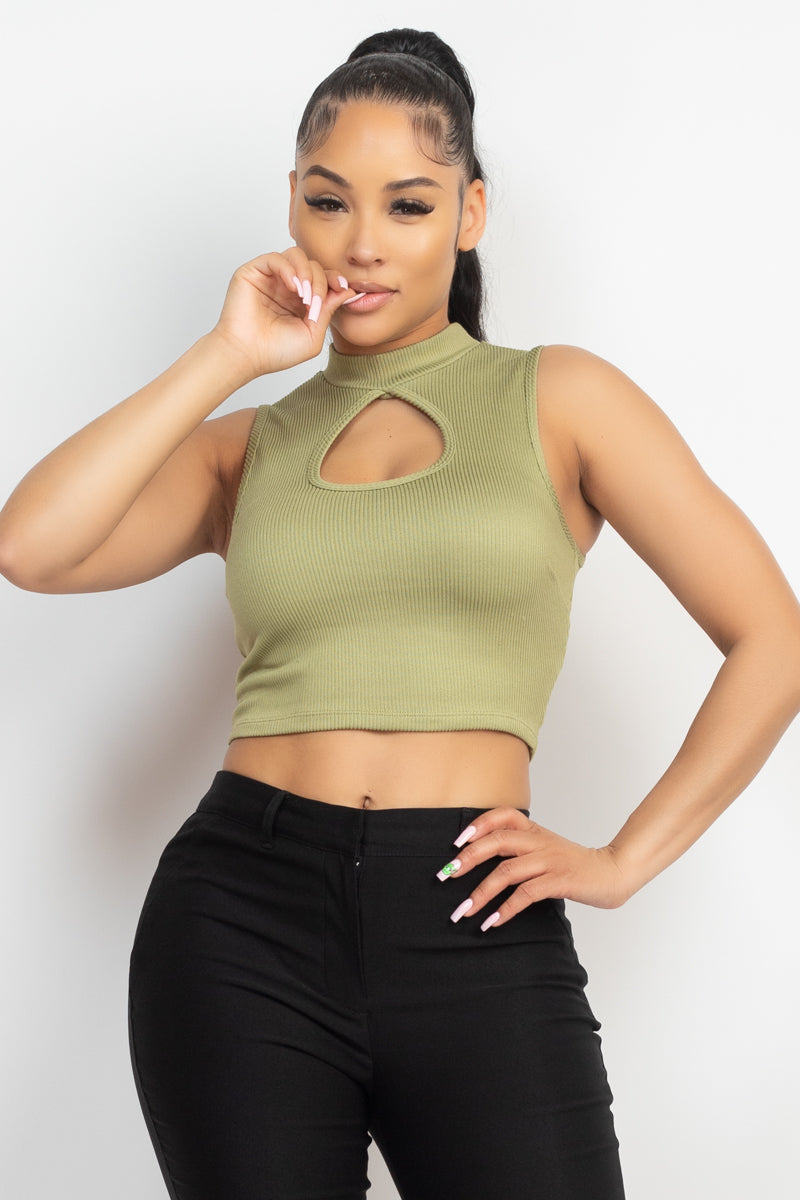 Mock Keyhole-front Crop Top Look Up Deals