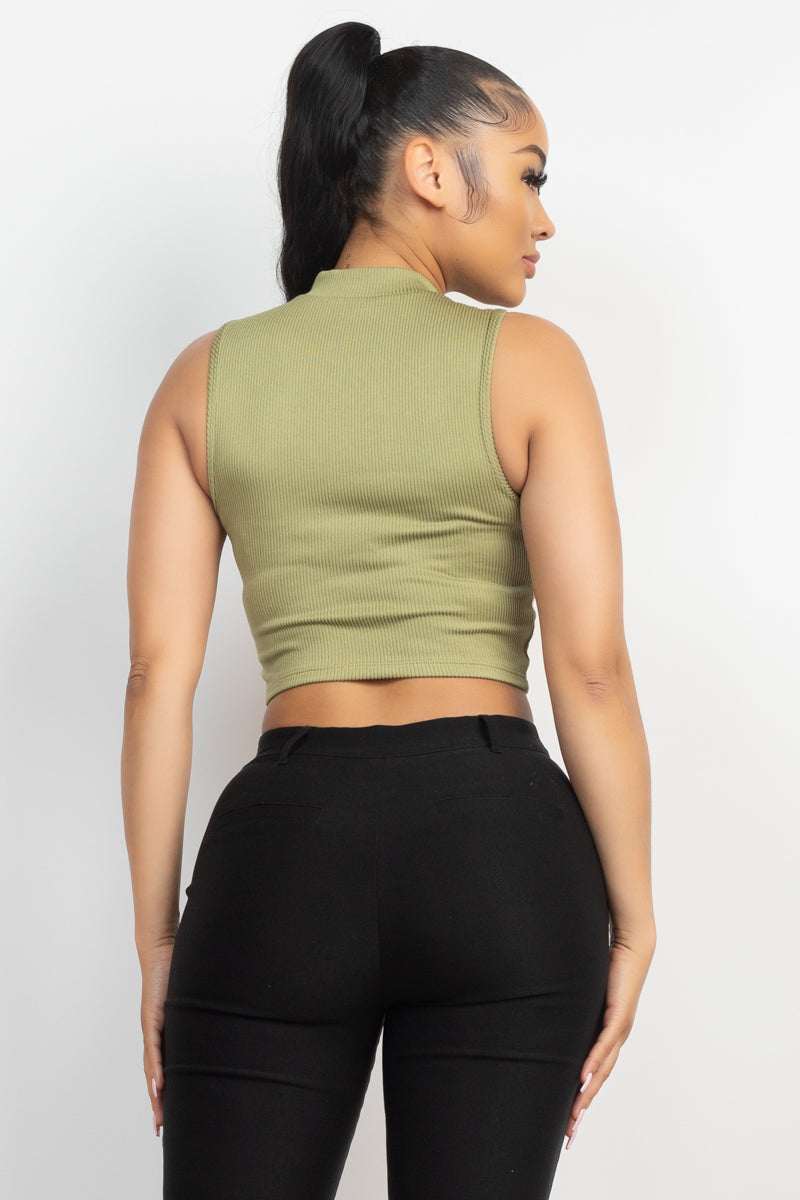 Mock Keyhole-front Crop Top Look Up Deals