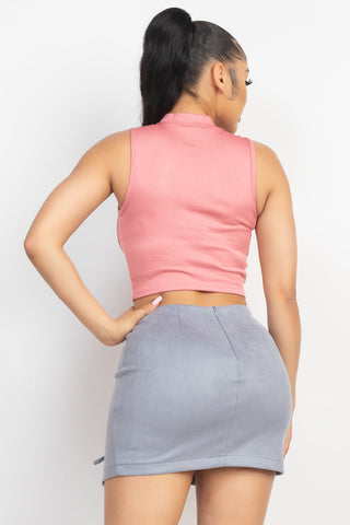 Mock Keyhole-front Crop Top Look Up Deals