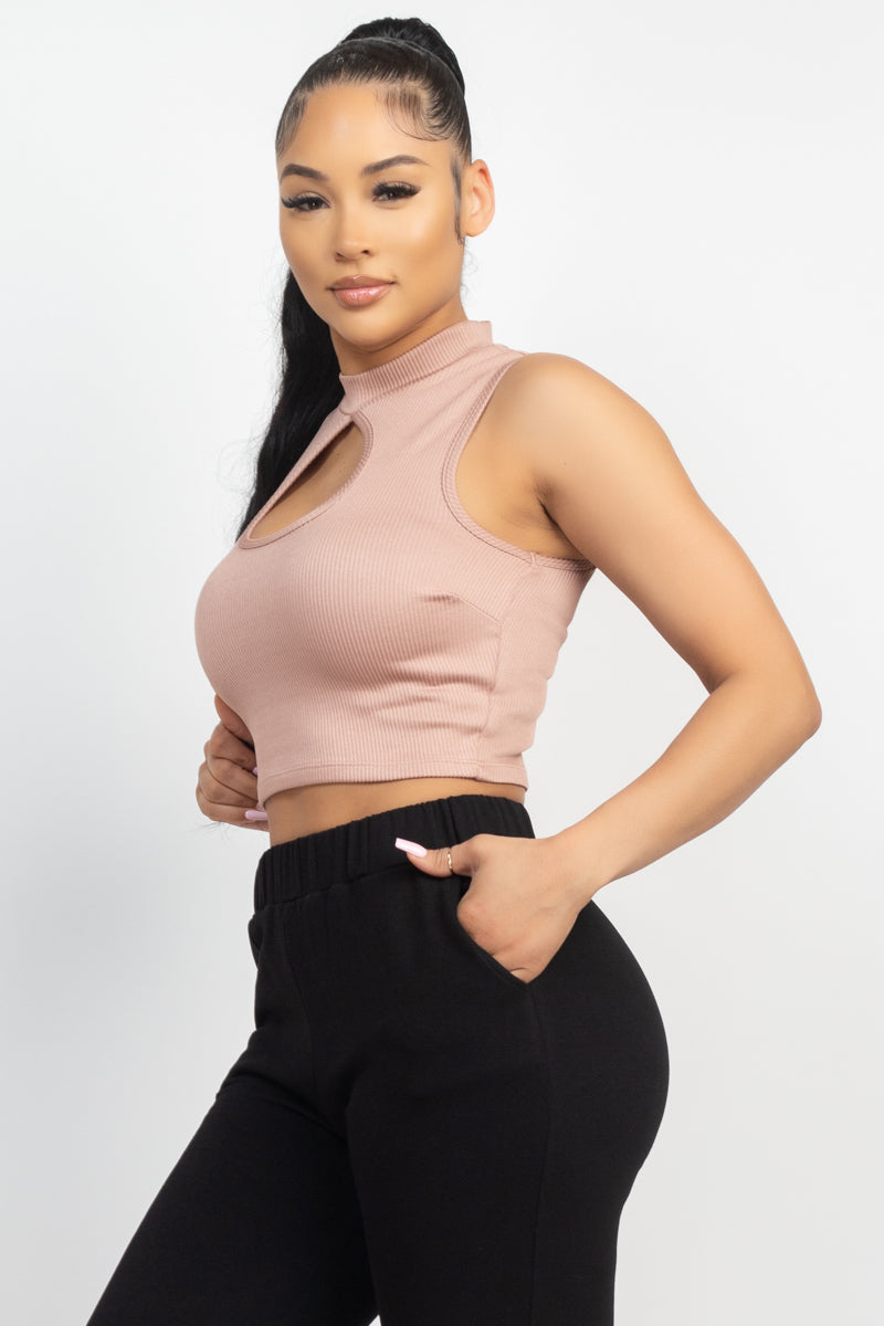 Mock Keyhole-front Crop Top Look Up Deals