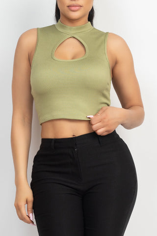 Mock Keyhole-front Crop Top Look Up Deals