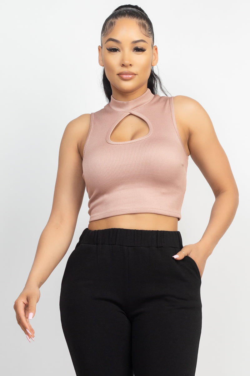 Mock Keyhole-front Crop Top Look Up Deals