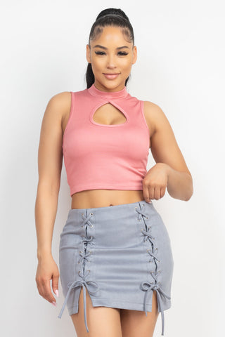 Mock Keyhole-front Crop Top Look Up Deals