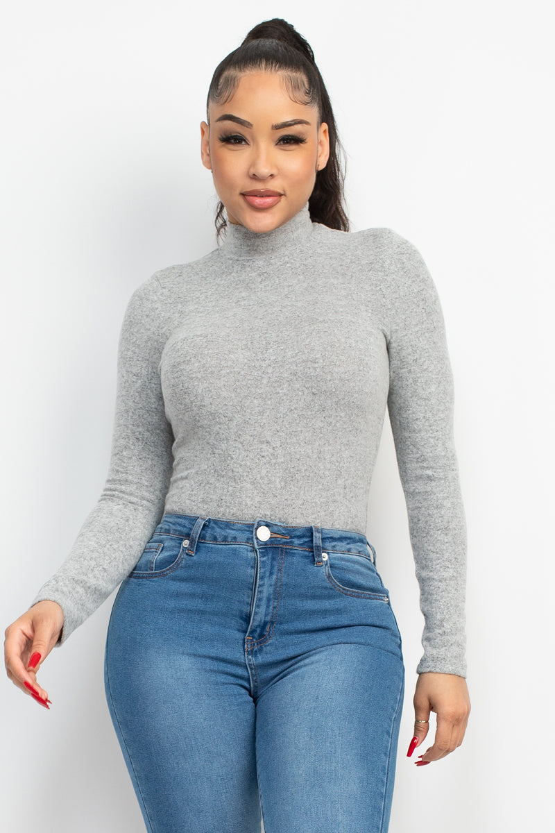 Mock Neck Long Sleeve Top Look Up Deals