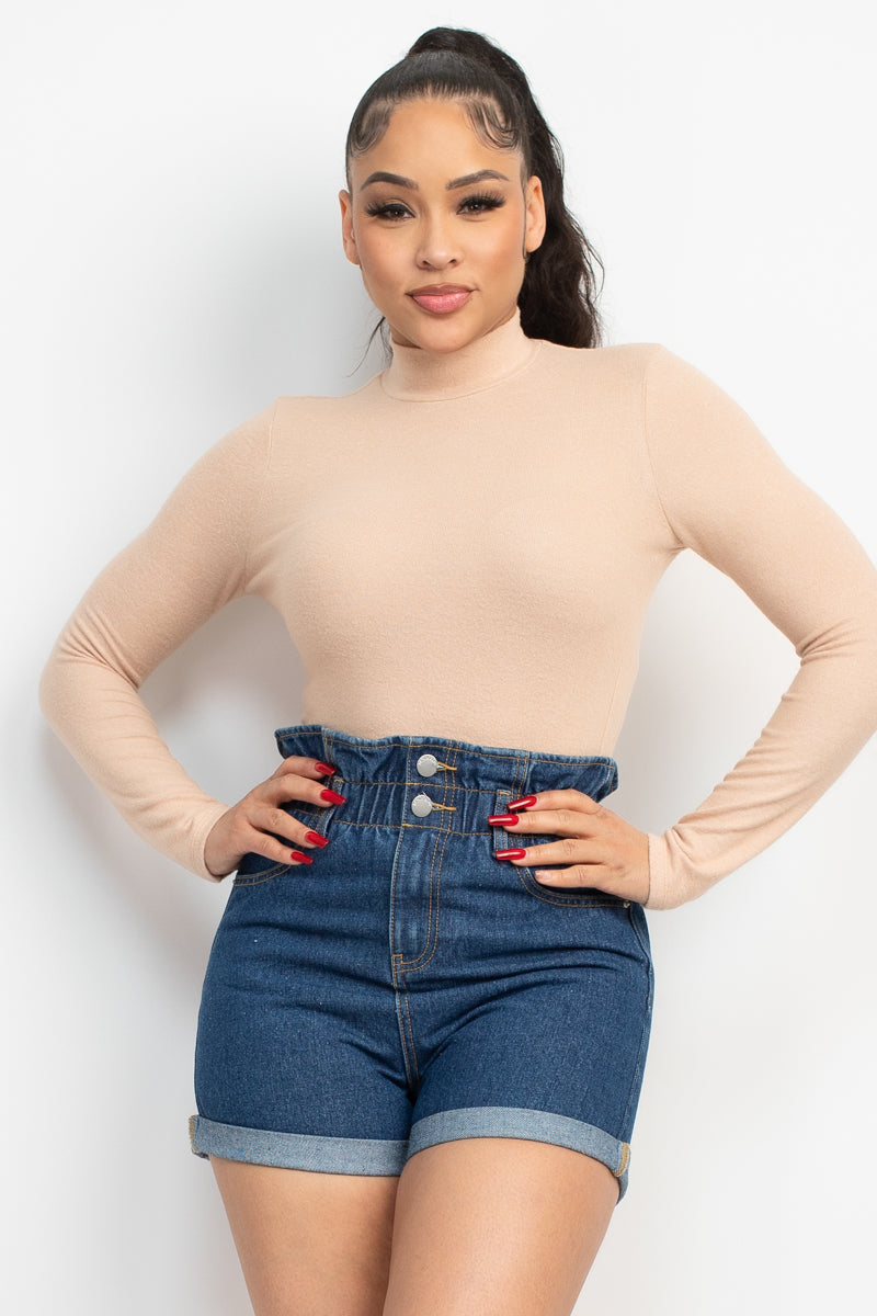 Mock Neck Long Sleeve Top Look Up Deals