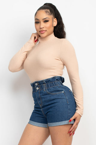 Mock Neck Long Sleeve Top Look Up Deals