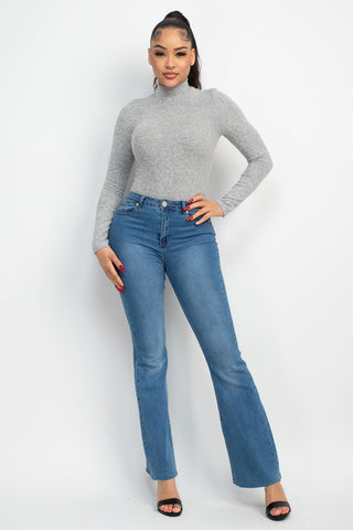 Mock Neck Long Sleeve Top Look Up Deals