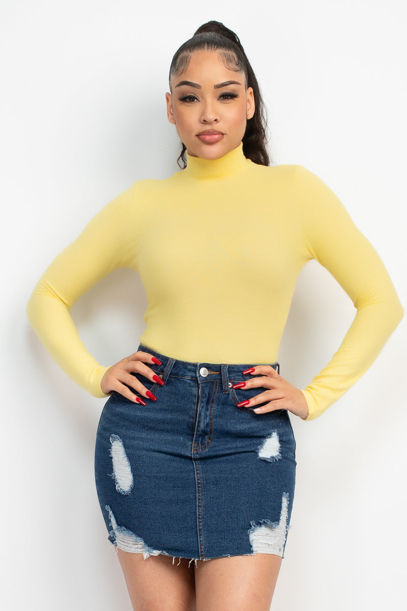 Mock Neck Long Sleeve Top Look Up Deals