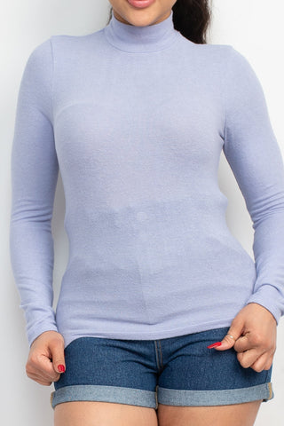 Mock Neck Long Sleeve Top Look Up Deals