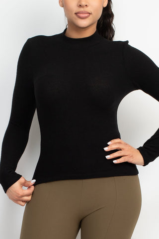 Mock Neck Long Sleeve Top Look Up Deals