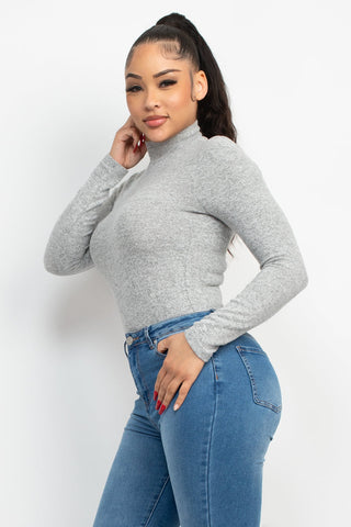 Mock Neck Long Sleeve Top Look Up Deals