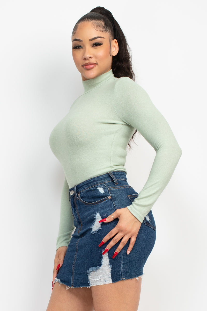 Mock Neck Long Sleeve Top Look Up Deals