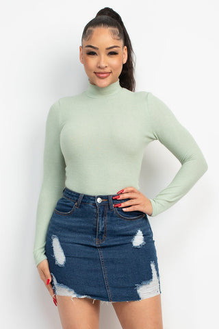 Mock Neck Long Sleeve Top Look Up Deals