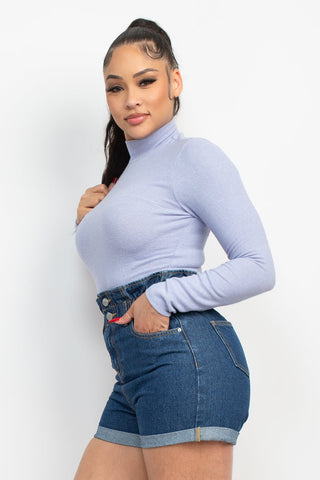 Mock Neck Long Sleeve Top Look Up Deals