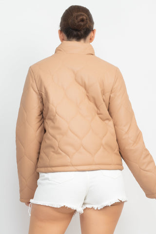 Mock Neck Quilted Jacket Look Up Deals