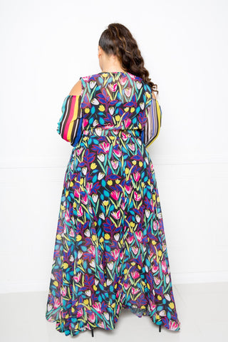 Multi Print Chiffon Maxi Dress Look Up Deals