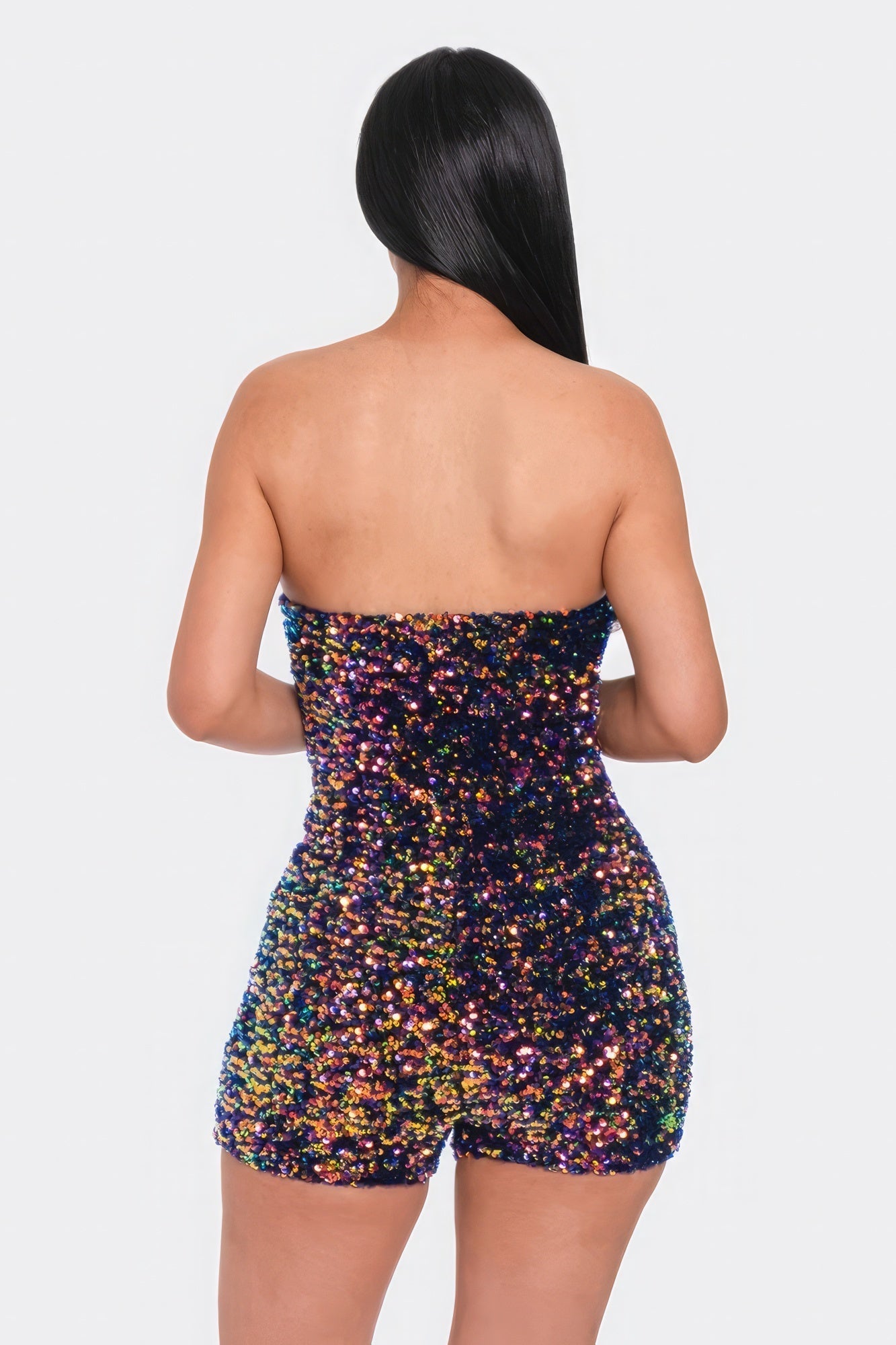 Multi Sequins Tube Top Romper Look Up Deals