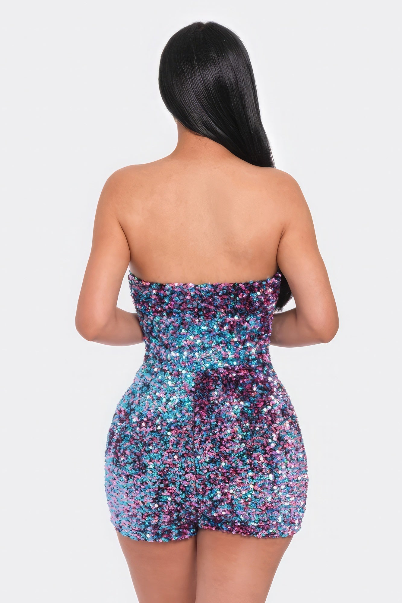 Multi Sequins Tube Top Romper Look Up Deals