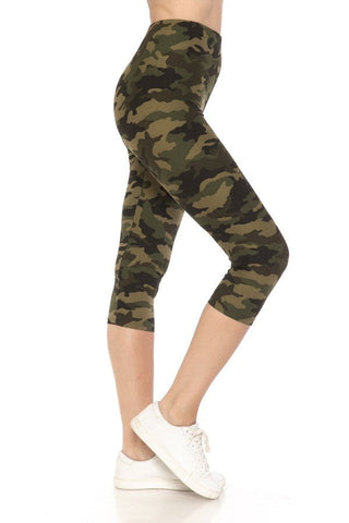 Multi-color Print, Cropped Capri Leggings In A Fitted Style With A Banded High Waist Look Up Deals