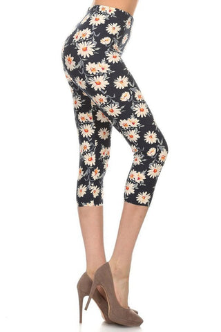 Multi-color Print, Cropped Capri Leggings In A Fitted Style With A Banded High Waist Look Up Deals