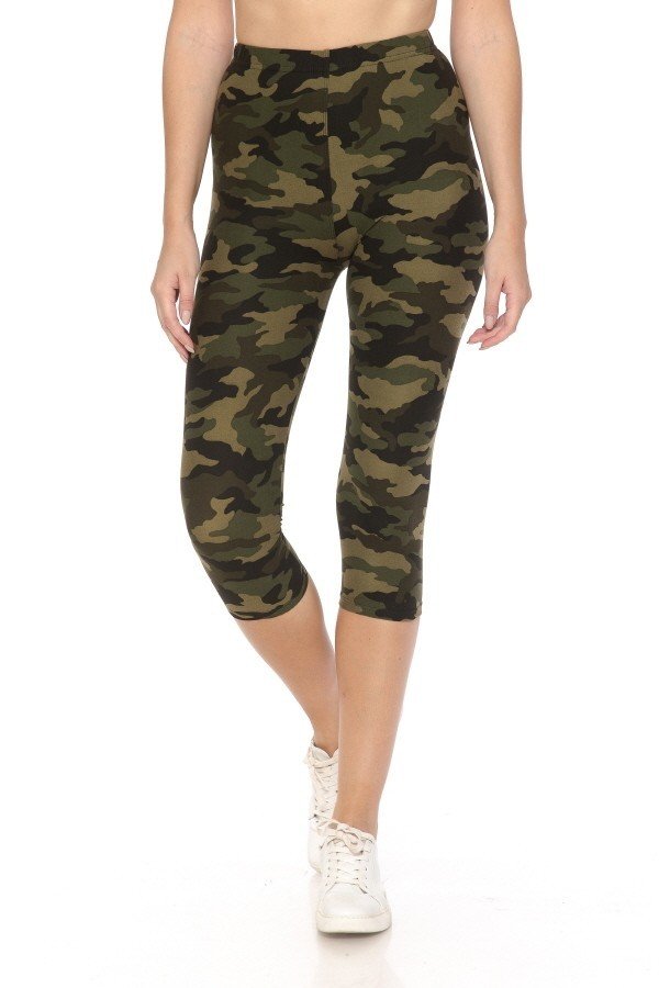 Multi-color Print, Cropped Capri Leggings In A Fitted Style With A Banded High Waist Look Up Deals