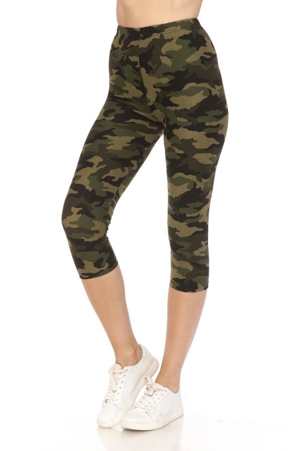 Multi-color Print, Cropped Capri Leggings In A Fitted Style With A Banded High Waist Look Up Deals