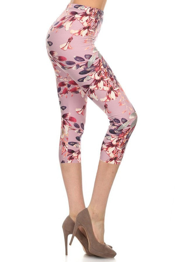 Multi-color Print, Cropped Capri Leggings In A Fitted Style With A Banded High Waist Look Up Deals