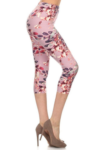 Multi-color Print, Cropped Capri Leggings In A Fitted Style With A Banded High Waist Look Up Deals