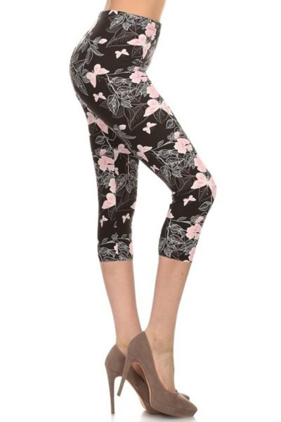 Multi-color Print, Cropped Capri Leggings In A Fitted Style With A Banded High Waist Look Up Deals