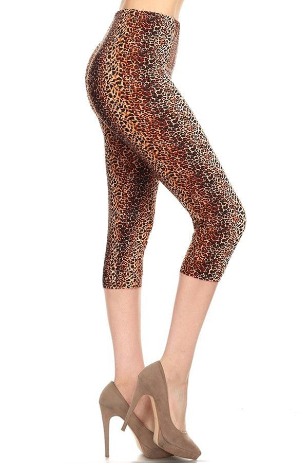 Multi-color Print, Cropped Capri Leggings In A Fitted Style With A Banded High Waist. Look Up Deals