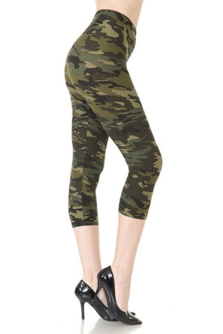 Multi-color Print, Cropped Capri Leggings In A Fitted Style With A Banded High Waist. Look Up Deals