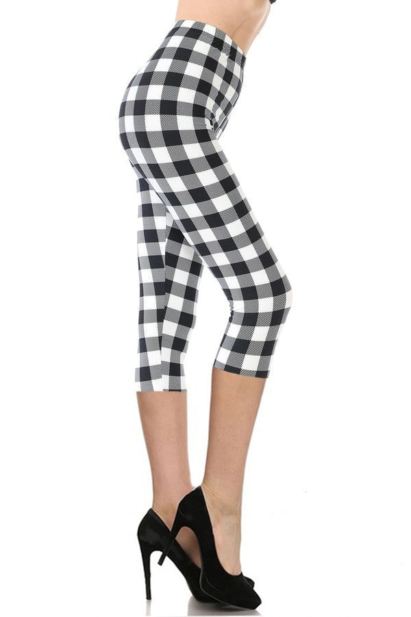 Multi-color Print, Cropped Capri Leggings In A Fitted Style With A Banded High Waist Look Up Deals