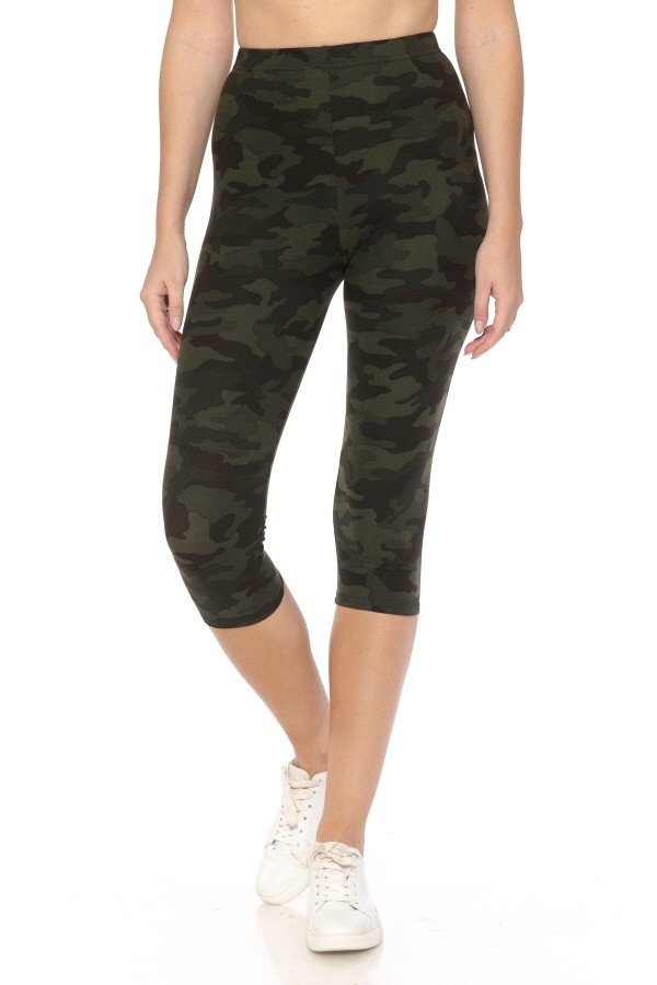 Multi-color Print, Cropped Capri Leggings In A Fitted Style With A Banded High Waist Look Up Deals