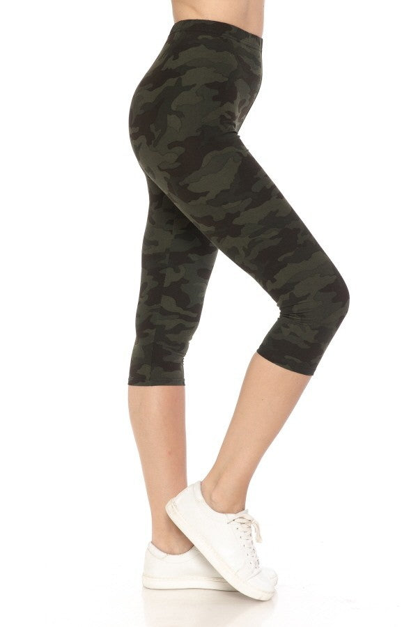 Multi-color Print, Cropped Capri Leggings In A Fitted Style With A Banded High Waist Look Up Deals