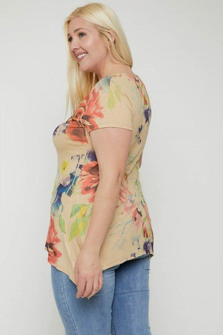 Multi-colored Watercolor Flower Print Tunic Look Up Deals