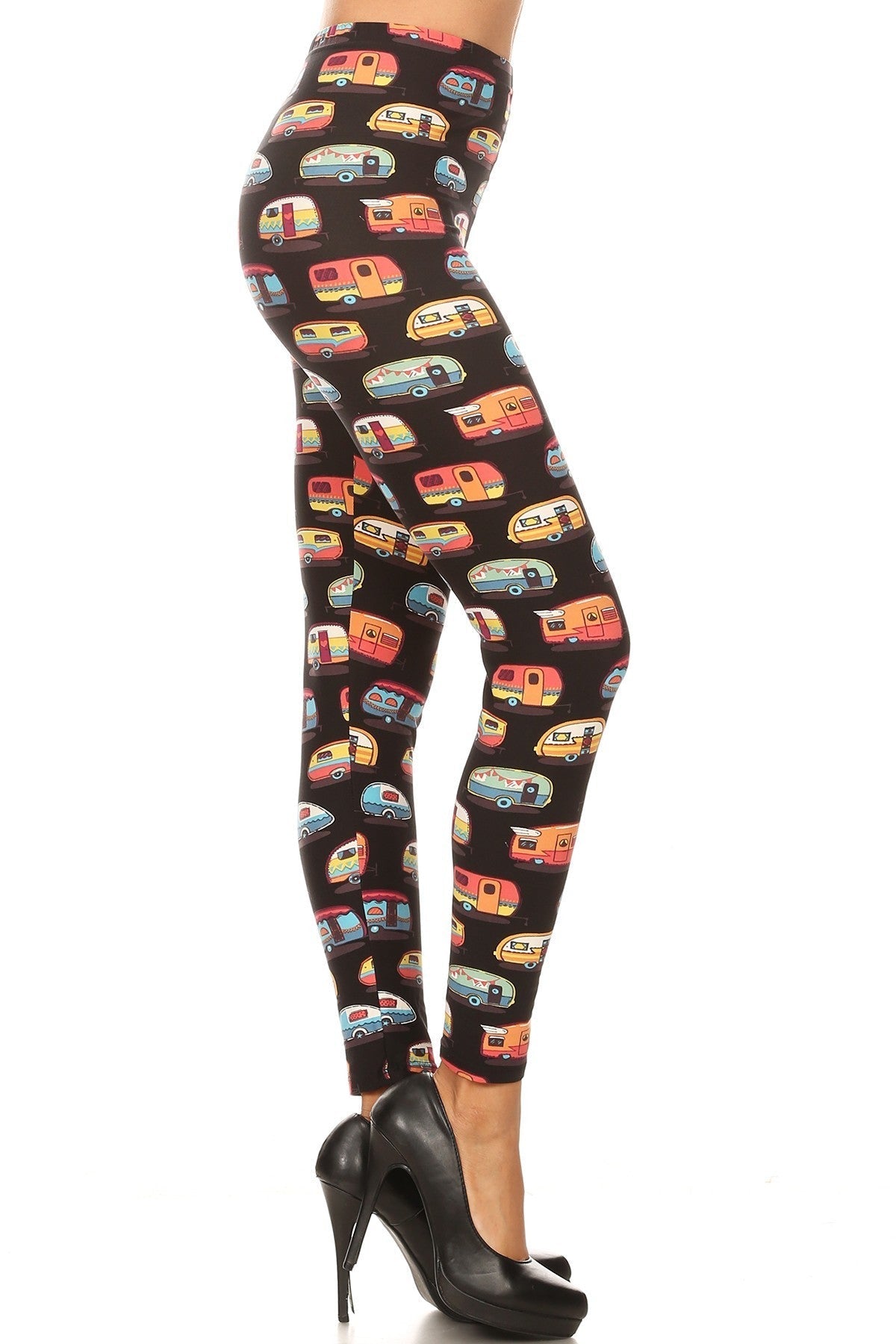 Multicolored Campers Printed, High Waisted Leggings In A Fit Style, With An Elastic Waistband Look Up Deals