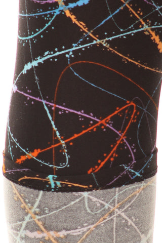 Multicolored Scribble Print, High Waisted Leggings In A Fitted Style With And Elastic Waist Look Up Deals