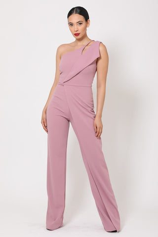 One Shoulder Jumpsuit W/ Small Opening Look Up Deals