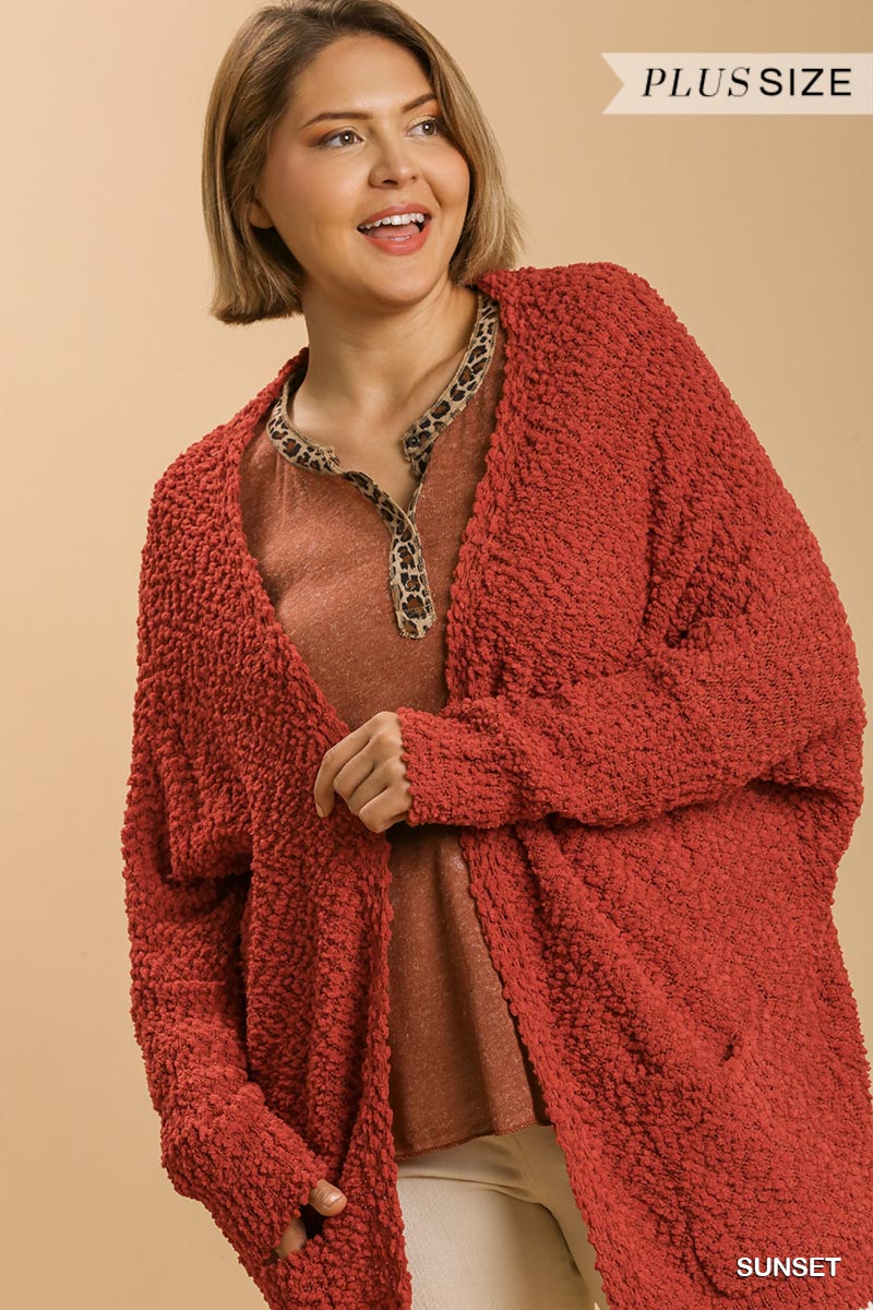 Open Front Oversized Cardigan Sweater With Pockets Look Up Deals