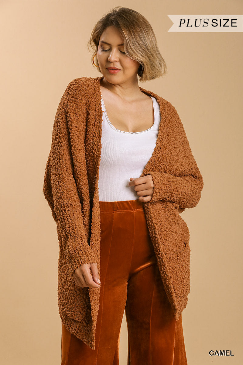 Open Front Oversized Cardigan Sweater With Pockets Look Up Deals