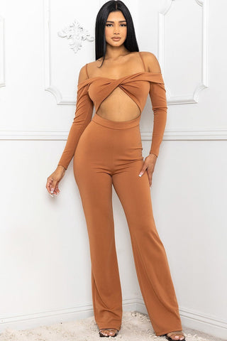 Open Shoulder Cutout Detail Jumpsuit Look Up Deals