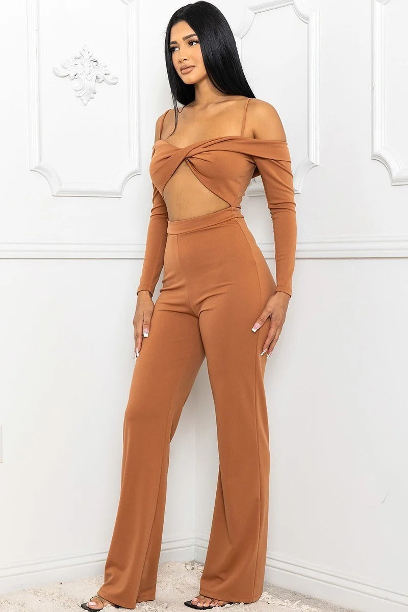 Open Shoulder Cutout Detail Jumpsuit Look Up Deals