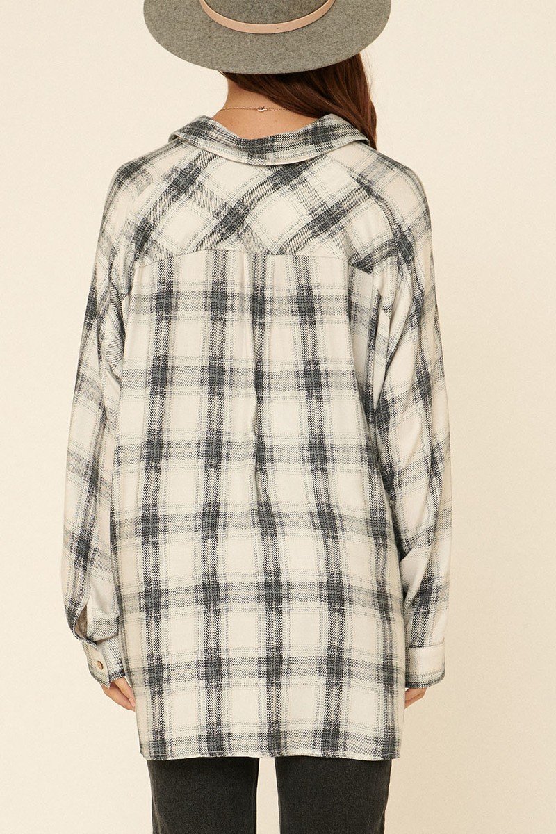 Oversized Loose Fit Plaid Shirt Look Up Deals