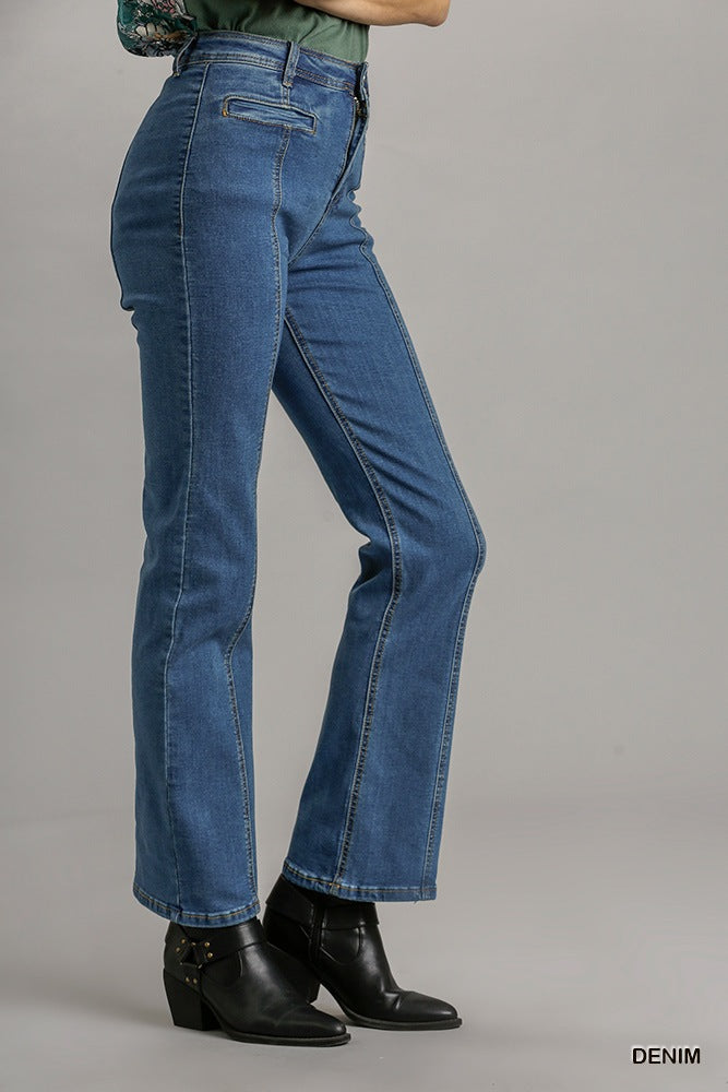 Panel Straight Cut Denim Jeans With Pockets Look Up Deals