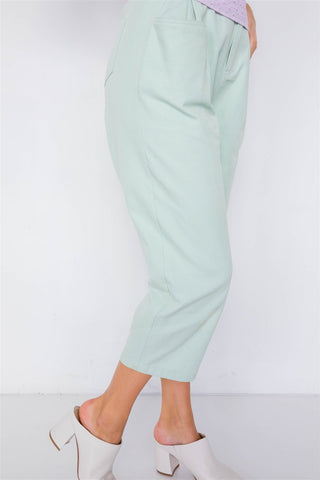 Pastel Chic Solid Ankle Wide Leg Adjustable Snap Waist Pants Look Up Deals