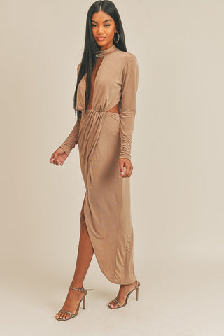 Pecan Brown Open Front Dress Look Up Deals